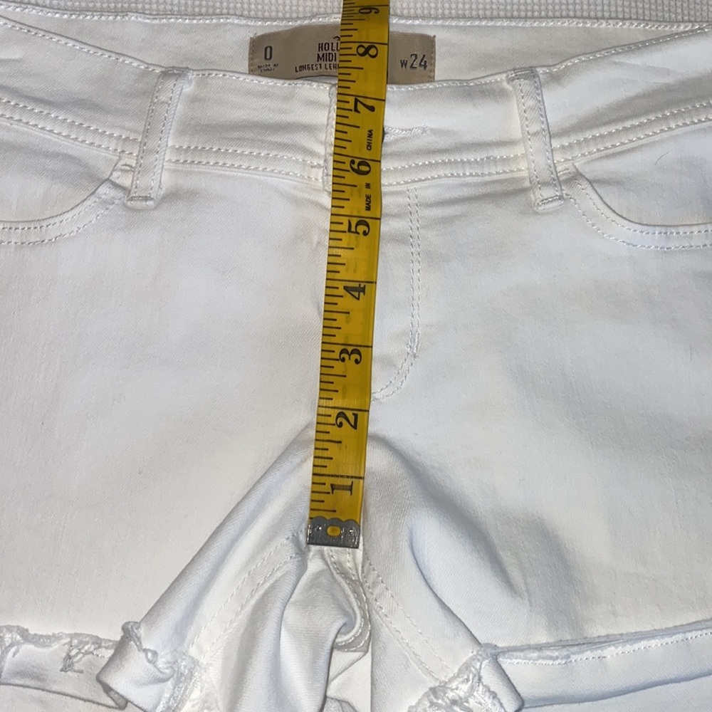 Hollister Midi Shorts Size 0 W 24 White Jeans - Picture 6 of 11